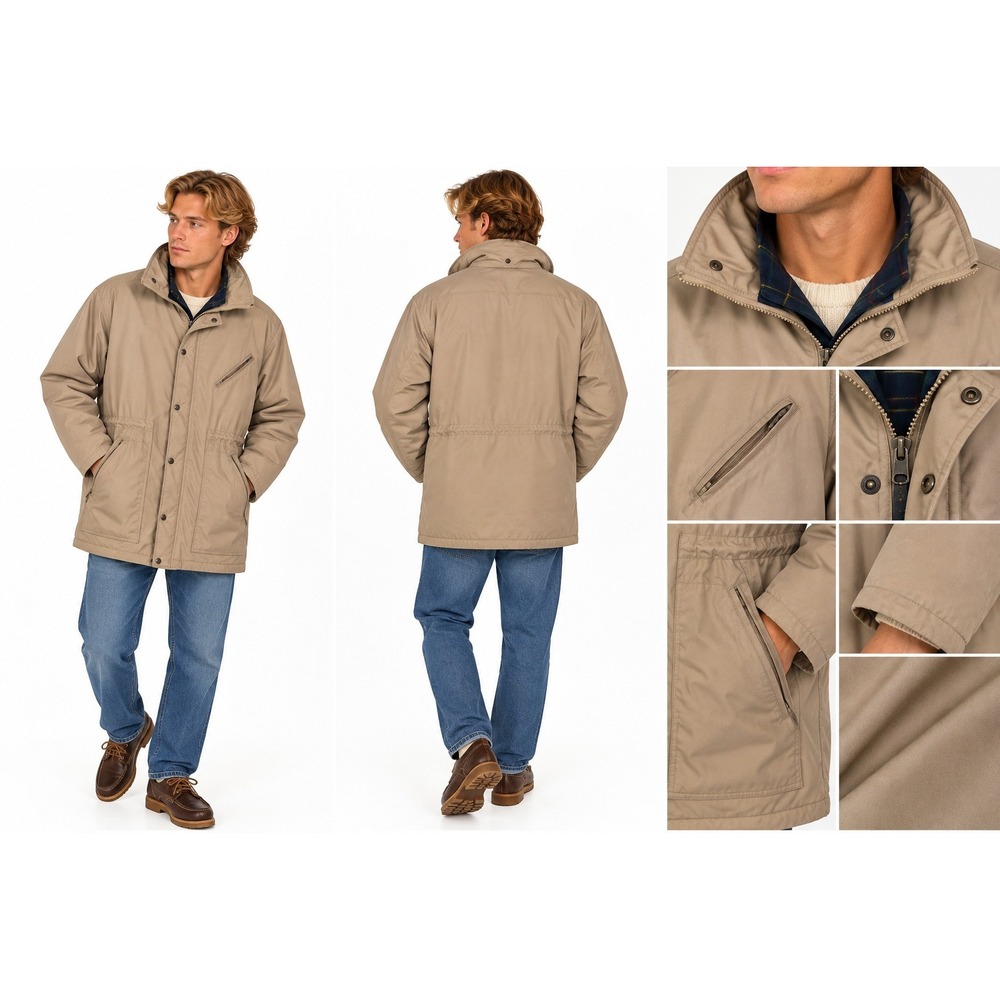 Vintage London Fog Parka Mens 46R Tan Plaid Lined Utility Coat Gorpcore Jacket